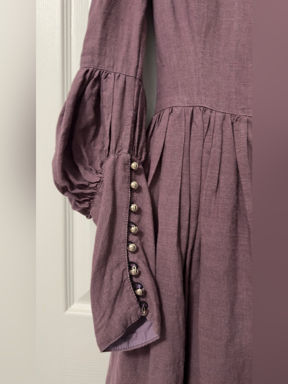Romantic Long-Sleeve Purple Maxi Dress with Button Front - Picture 5 of 10